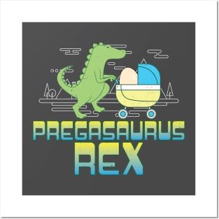 Pregasaurus Rex T-Shirt Preggo T-Rex Funny Posters and Art